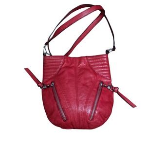 B Makowsky Womens Camel Leather Red‎ Medium-sized Crossbody Bag